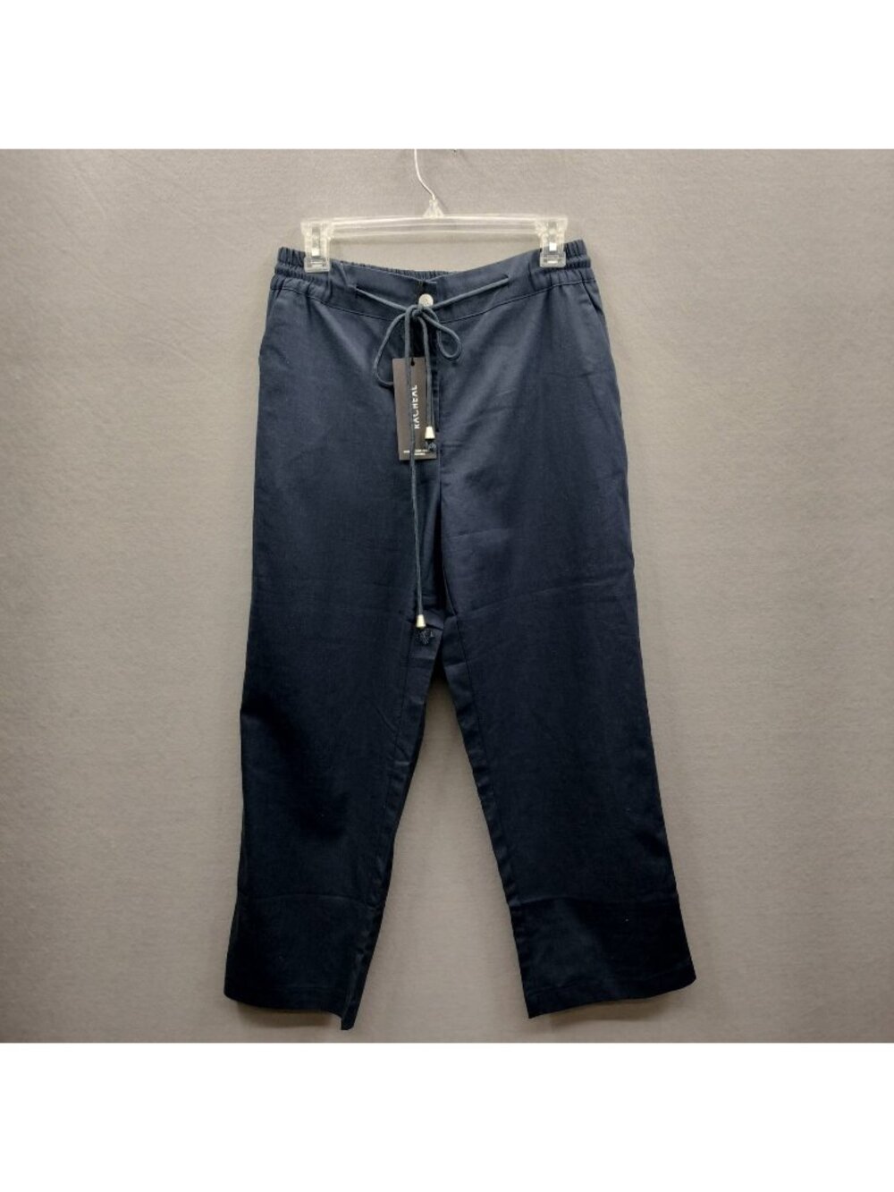 Racheal Cropped Lounge Pants Womens Size M Navy Linen Blend Wide Leg Casual NWT